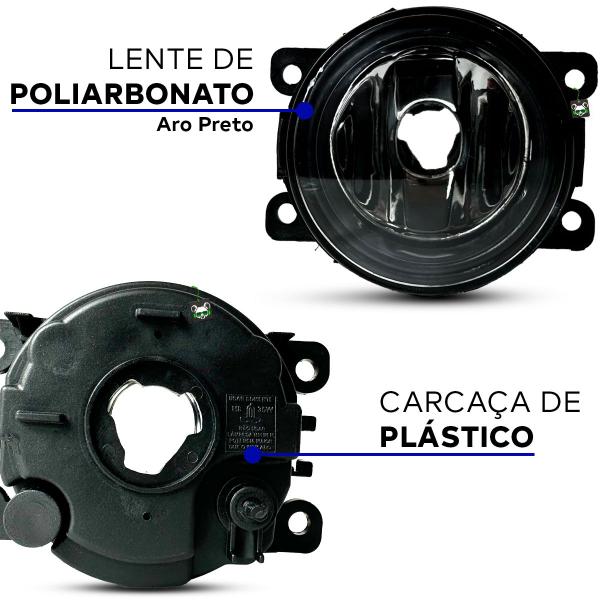 Imagem de Farol Auxiliar Milha Policarbonato Aro Preto Laguna 2007 2008 2009 2010 2011 2012 2013 2014 2015