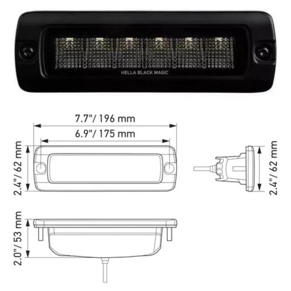 Imagem de Farol Auxiliar Mini Barra LED Hella Black Magic 30W para Embutir 12V 24V