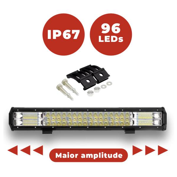 Imagem de Farol Barra LED De Milha Auxiliar 288w 96 Leds Automotivo Agrícola Jeep Off Road Troller 12v 24v Bivolt Potente