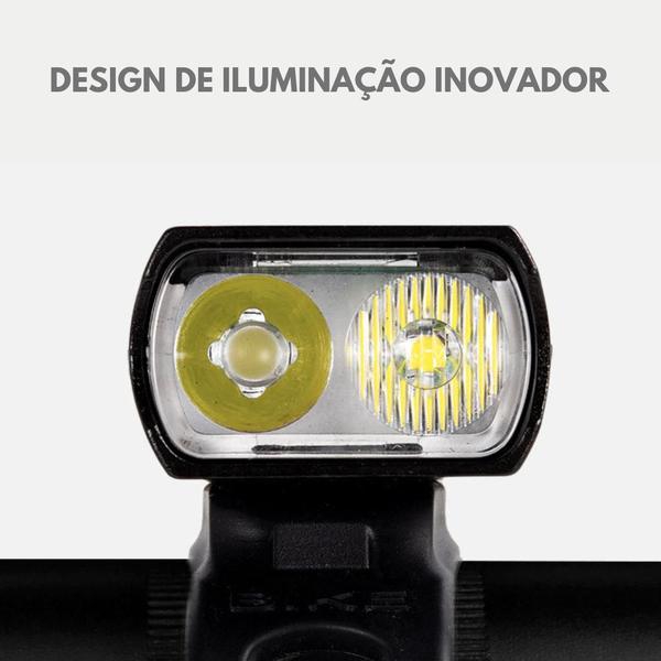 Imagem de Farol Bicicleta 2 Led Cree Medidor Recarregável USB