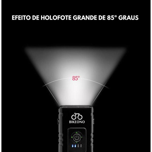 Imagem de Farol Bicicleta 2 Led Cree Medidor Recarregável USB