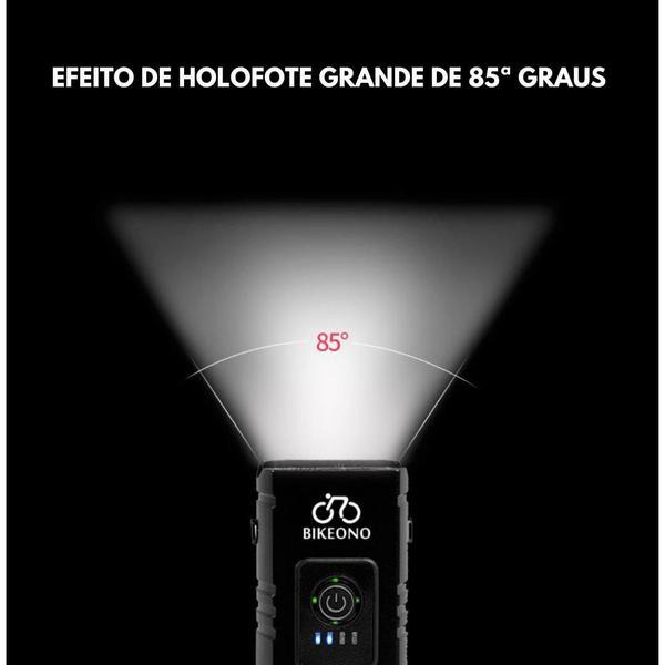 Imagem de Farol Bicicleta 2 Led Cree T6 Recarregável Usb Com Medidor