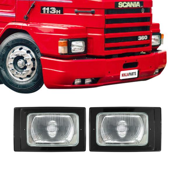 Imagem de Farol Caminhão Sc 112/113 Moldura + Lente Vidro H4 24v Par