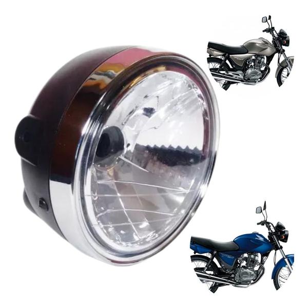 Imagem de Farol Cg 150 Titan Fan 2004 2005 2006 2007 2008 Aro Cromado