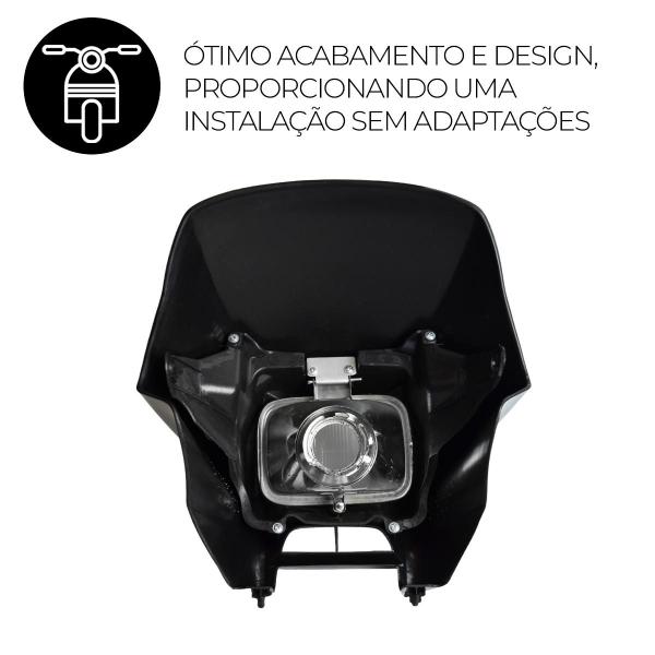 Imagem de Farol Completo Com Carenagem NXR 150cc 2004 A 2008 Preto Alto Padrão Não Amarela