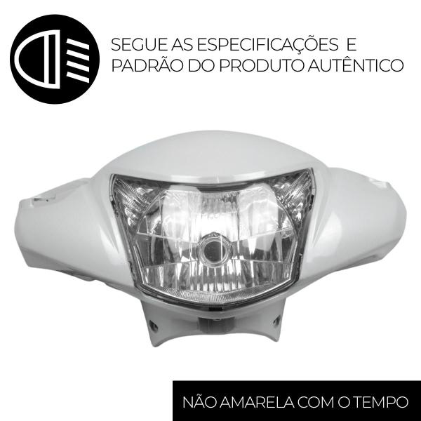 Imagem de Farol Completo Com Carenagens Biz 125 EX 2016 Branco Perolizado Foco Sportive Material Leve e Resistente