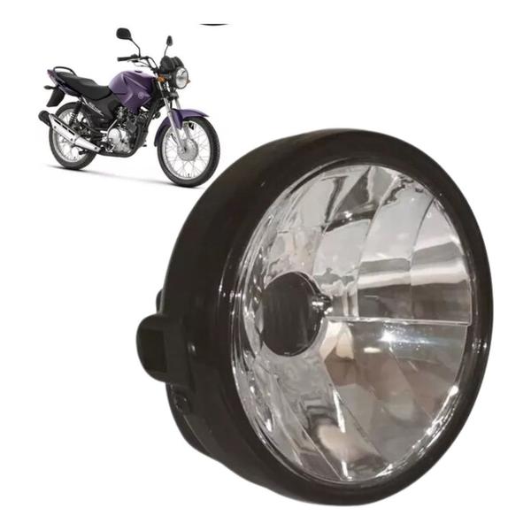 Imagem de Farol Completo Yamaha Ybr 125 Factor 2009 A 2023 Aro Preto Reforçado