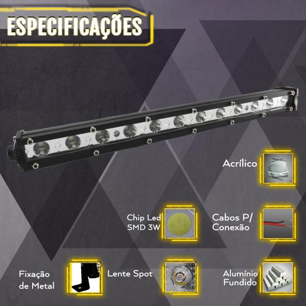 Imagem de Farol De Barra 12 Led Bivolt 9V 36V 36W 34Cm Slim Off Road