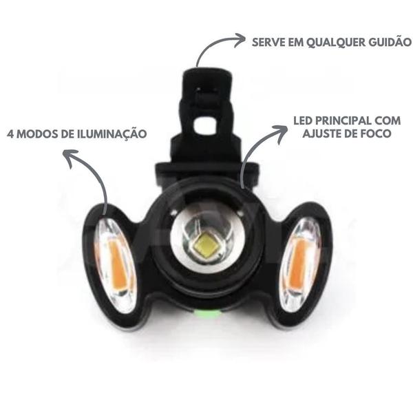 Imagem de Farol De Bike Iluminação Noturna 3 Focos Resistente Ciclismo