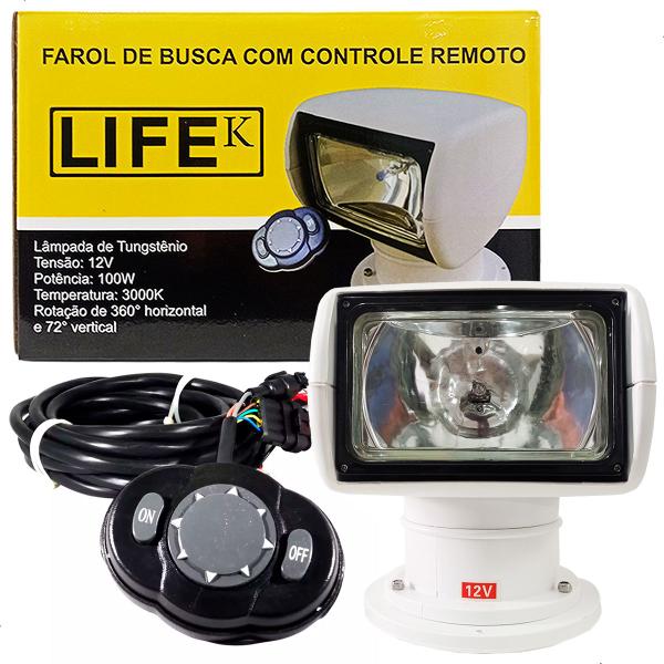 Imagem de Farol De Busca LifeK Para Barco 12V Com Controle Remoto