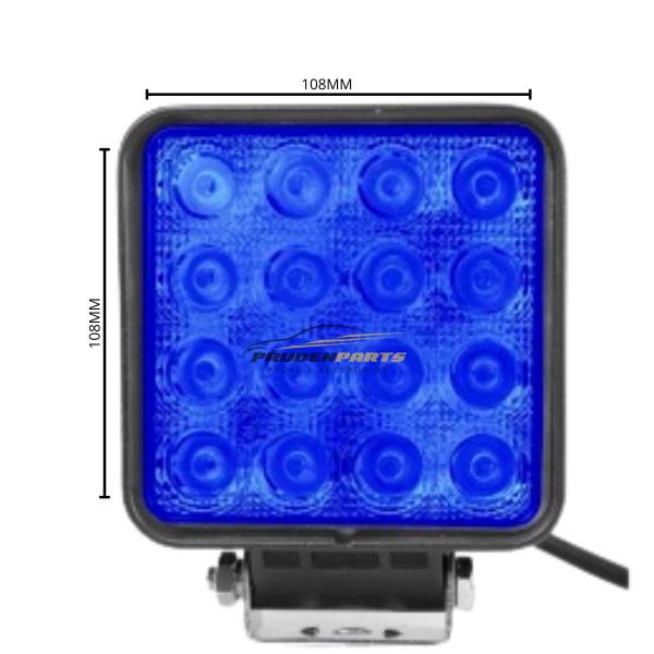 Imagem de Farol de led 16 leds 48w 10v - 80v luz azul com suporte