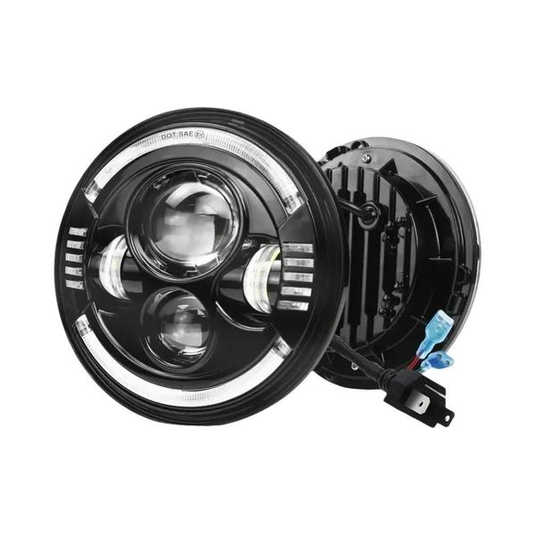 Imagem de Farol de LED 7 Polegadas para Carro e Moto - H4 Universal (2 Unidades) - Harley, BMW, Yamaha, Honda