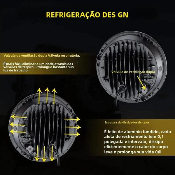 Imagem de Farol de LED 7 Polegadas para Carro e Moto - H4 Universal (2 Unidades) - Harley, BMW, Yamaha, Honda