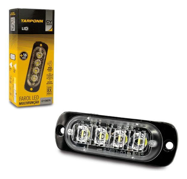 Imagem de Farol De Led Multifunção Cyber 4 Leds 12v Automotivo Tarponn Cor Branco 