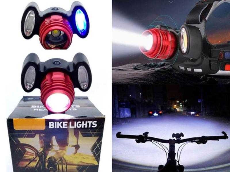 Imagem de Farol de LED para Bicicleta Recarregável USB 3 Funções + Regulagem Zoom