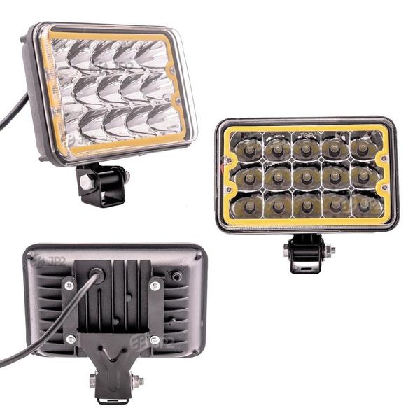 Imagem de Farol de led retangular 10x17 cm 15 leds 45w pisca/seta ambar