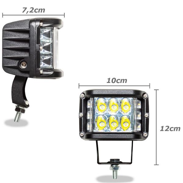 Imagem de Farol de Milha 12 LEDs Dupla Função LEDs Strobe Laterais Premium