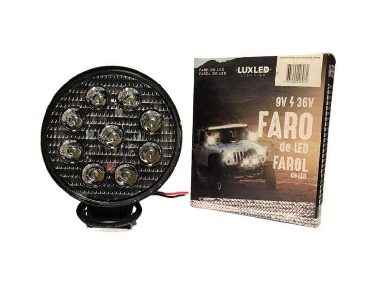 Imagem de Farol de milha 9 leds 27w redondo luxled