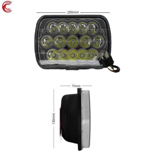 Imagem de Farol de milha auxiliar retangular 15 leds 45w universal