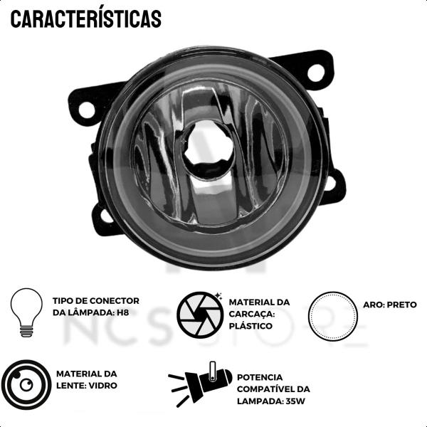 Imagem de Farol de Milha Fiat Argo 17 a 23 Lente Vidro Aro Preto Lado Direito