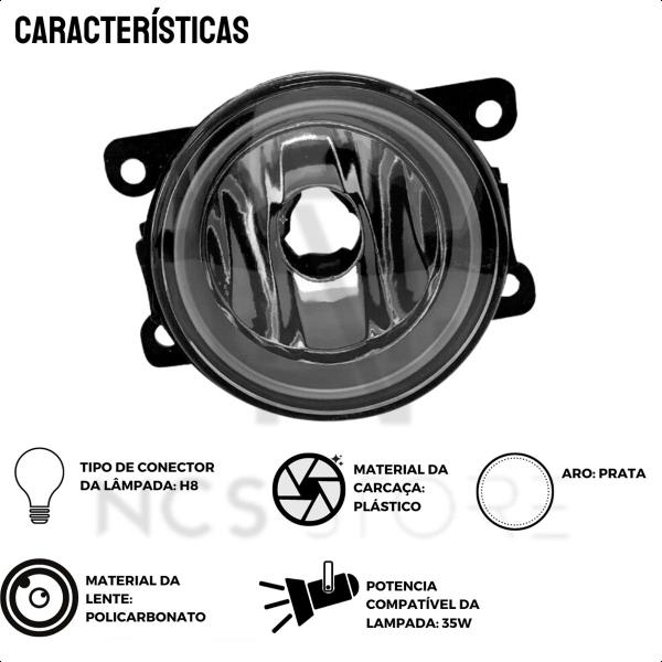 Imagem de Farol de Milha Fiat Argo 17 a 23 Policarbonato Aro Prata Lado Esquerdo