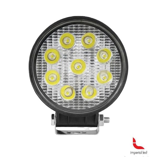 Imagem de Farol de milha forte auxiliar de led 27w redondo 12v 24v 6000k fino