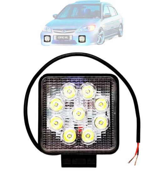 Imagem de Farol De Milha Led 27W Quadrado 9 Leds Off Road Universal