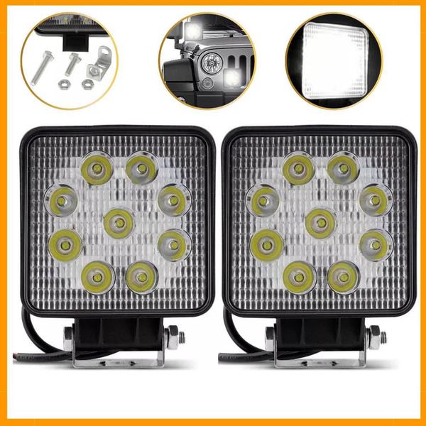 Imagem de Farol De Milha LED Quadrado 9 Led mini farol auxiliar de led 27w 12v/24v 6000k para carro caminhao moto off road jeep 1PÇ