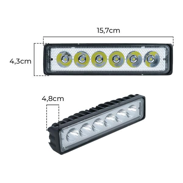 Imagem de Farol De Milha Led Retangular Mini Barra 6 Leds 18w Bivolt