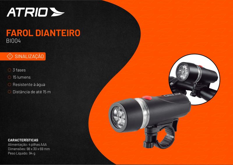 Imagem de Farol Dianteiro Bike Atrio Preto Resistente À Água - BI004