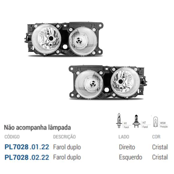 Imagem de Farol Duplo Mb Atron 1319 1635 1719 2324 Bicudo S/direcional Lado Esquerdo