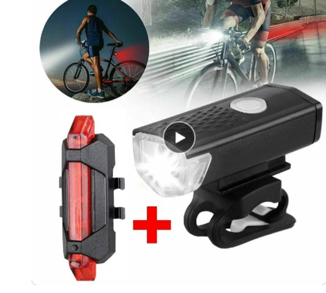 Imagem de Farol e lanterna recarregável USB a prova d'água para ciclista Mtb 