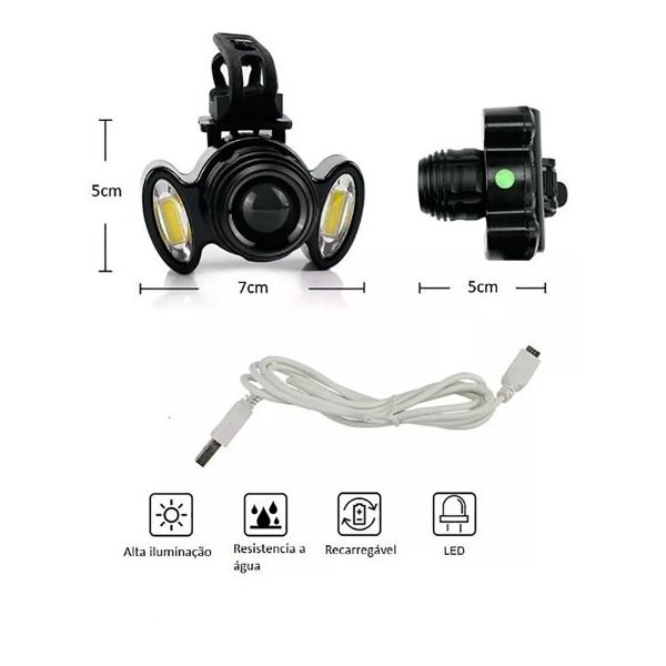 Imagem de Farol Lanterna Bike DY8062 Ajuste Cabeça LED Recarregável