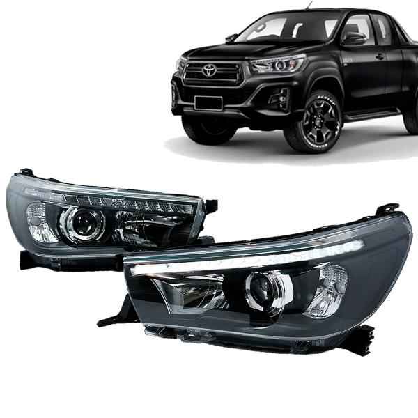 Imagem de Farol Led DRL Hilux SRV Pickup 2016 a 2019 Máscara Negra