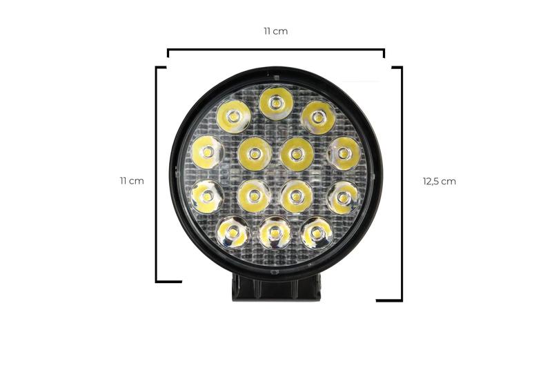 Imagem de Farol Milha 42w 14 Leds 12v/24v Redondo Máquina Agrícola