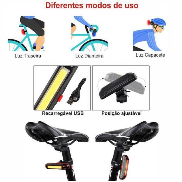 Imagem de Farol Para Bicicleta Bike Potente Em Alumínio + Led Traseiro