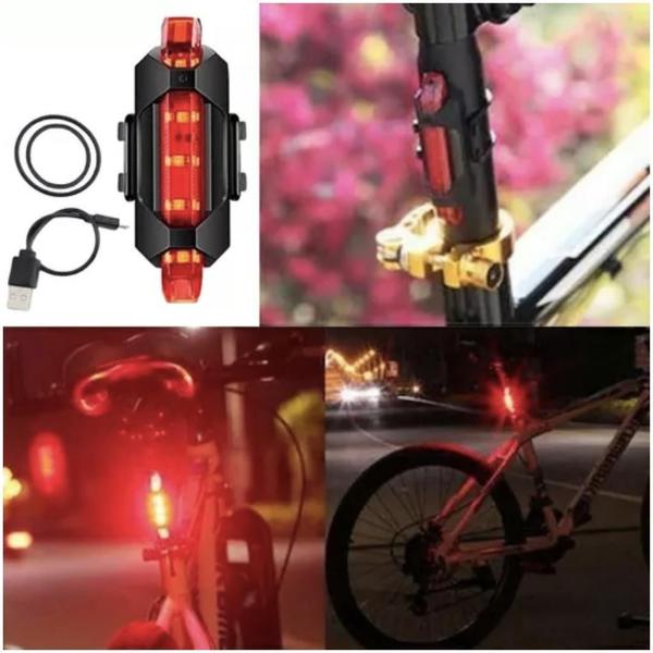 Imagem de Farol Para Bike + Lanterna Pisca Traseira Recarregável Usb