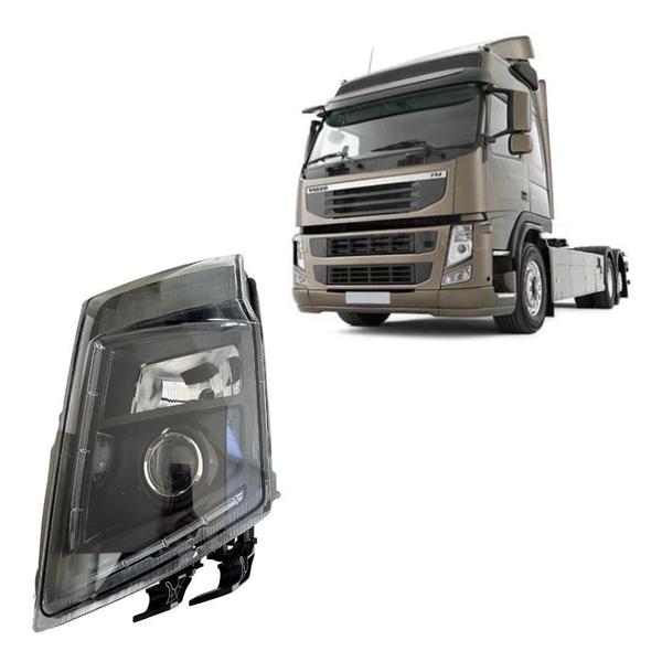 Imagem de Farol Para Volvo Fm Fh13 Com Pisca Máscara Negra - Esquerdo