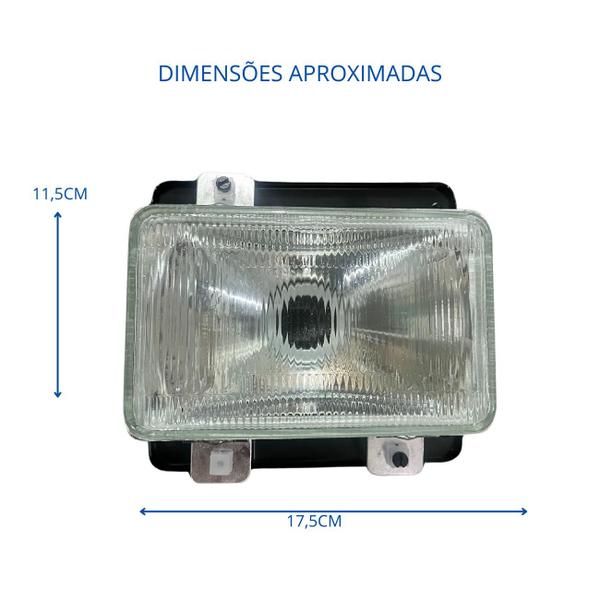 Imagem de Farol Principal Dianteiro Quadrado Alto H1 Ônibus 370 371 Caminhão Mercedes Benz Bicudo Hpn Bicudinho