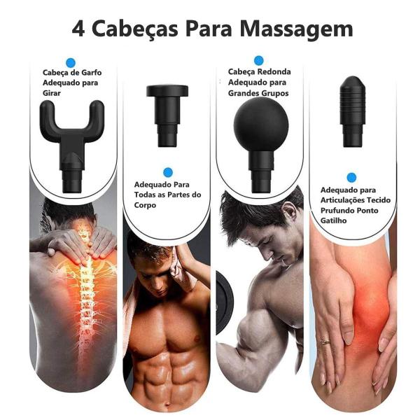Fascial Gun Massageador Elétrico 6 Níveis de Frequência Corporal Muscular Fisio Imagem de Fascial Gun Massageador Elétrico 6 Níveis de Frequência Corporal Muscular Fisio