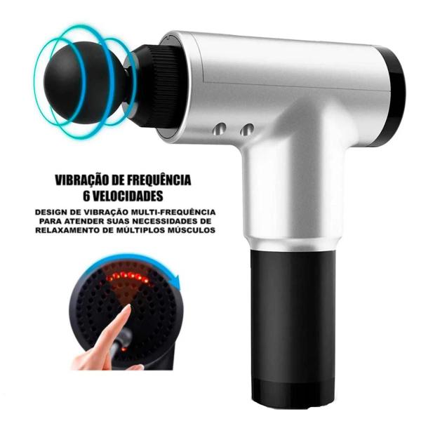 Fascial Gun Massageador Elétrico 6 Níveis de Frequência Corporal Muscular Fisio Imagem de Fascial Gun Massageador Elétrico 6 Níveis de Frequência Corporal Muscular Fisio