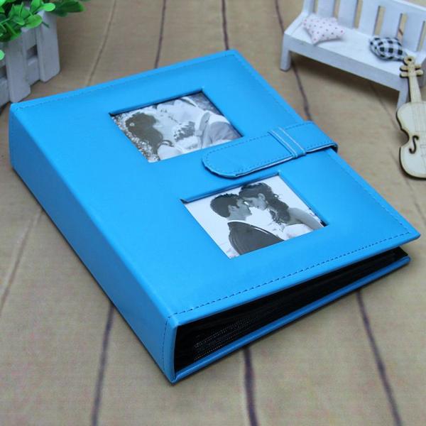 Imagem de Fashion Leather Albums 6 Inch 4R 200 Fotos Álbuns Home Birthday Gift Gallery For Lover Wedding Birthday Gift Travel Photo Album Álbuns de Fotos (azul)