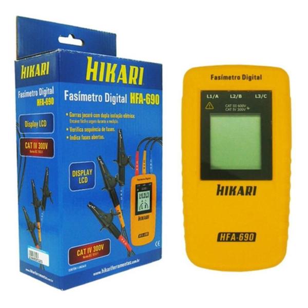 Imagem de Fasímetro Digital Sequência De Fase Bobina Motor Trifásico Hikari Hfa-690