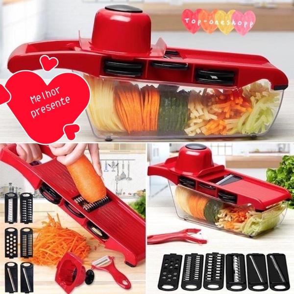 Imagem de Fatiador Cortador Ralador De Legumes Verduras Frutas Alimentos Slicer Aço Inox 10 em 1