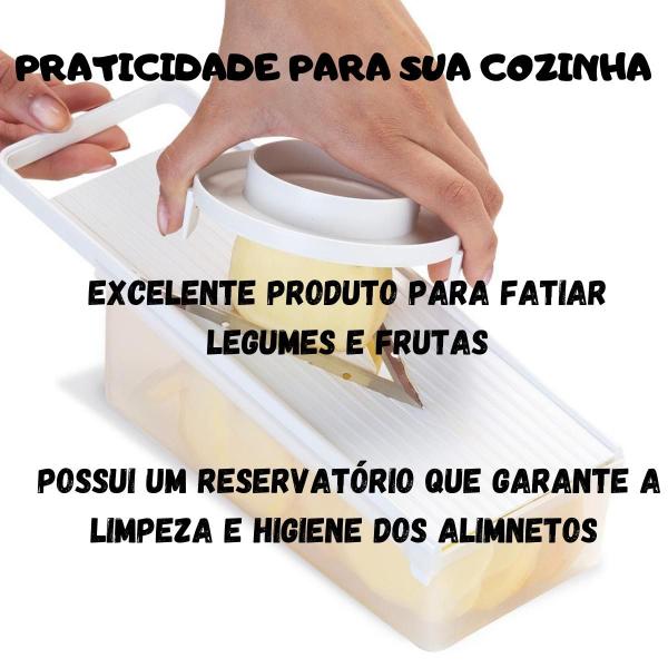 Imagem de Fatiador Legumes Com Laminas Inox Recipiente Plástico P/ent.