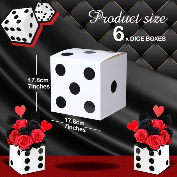 Favor Boxes Sinmoe Dice Casino, festa temática, 18 x 18 x 18 cm, 6 unidades Imagem de Favor Boxes Sinmoe Dice Casino, festa temática, 18 x 18 x 18 cm, 6 unidades