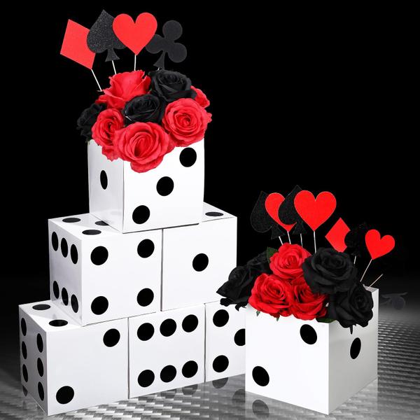 Favor Boxes Sinmoe Dice Casino, festa temática, 18 x 18 x 18 cm, 6 unidades Imagem de Favor Boxes Sinmoe Dice Casino, festa temática, 18 x 18 x 18 cm, 6 unidades