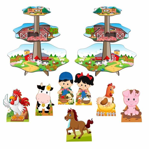 Imagem de Fazendinha Cute Kit 2 Baleiros Com 7 Displays De Mesa