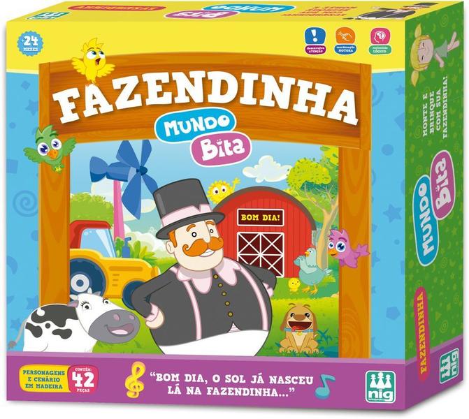Fazendinha e Dominó Mundo Bita Divertido Infantil em Madeira - NIG BRINQUEDOS Imagem de Fazendinha e Dominó Mundo Bita Divertido Infantil em Madeira