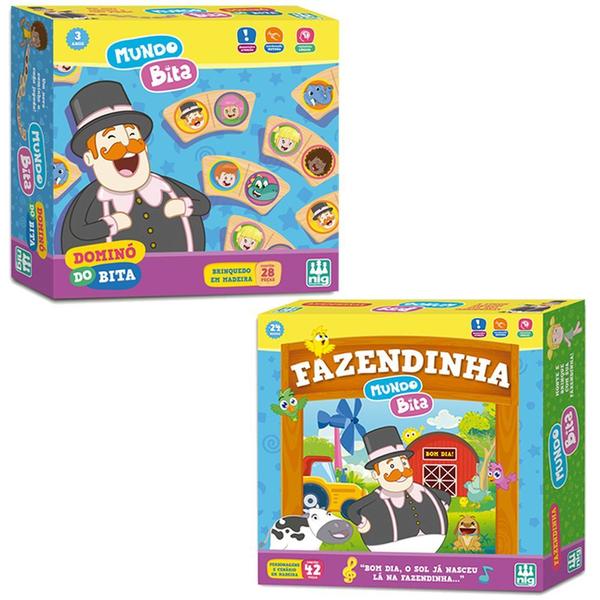 Fazendinha e Dominó Mundo Bita Divertido Infantil em Madeira - NIG BRINQUEDOS Imagem de Fazendinha e Dominó Mundo Bita Divertido Infantil em Madeira